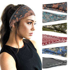 Diadema boho YONUF con patrón floral, ideal para yoga.