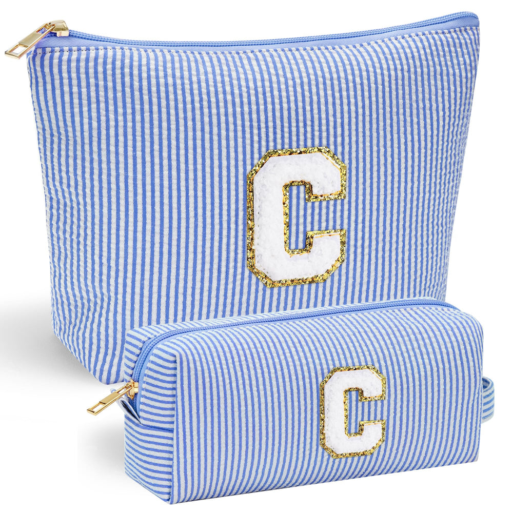 Bolsa YOOLIFE con inicial azul personalizada para cosméticos diarios.