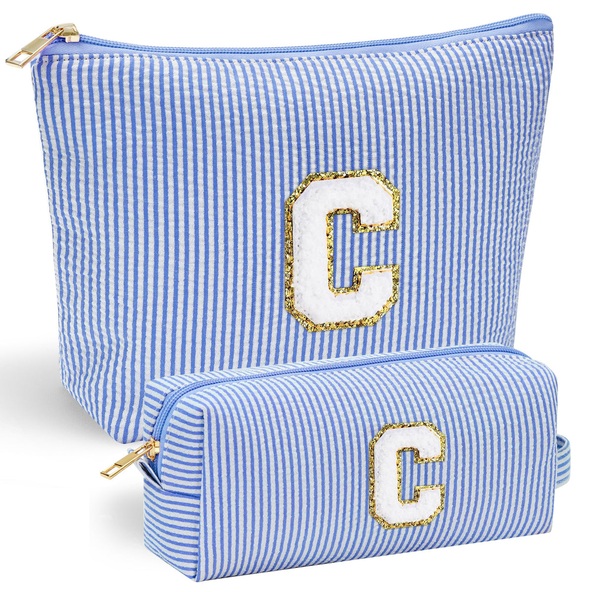 Bolsa YOOLIFE con inicial azul personalizada para cosméticos diarios.
