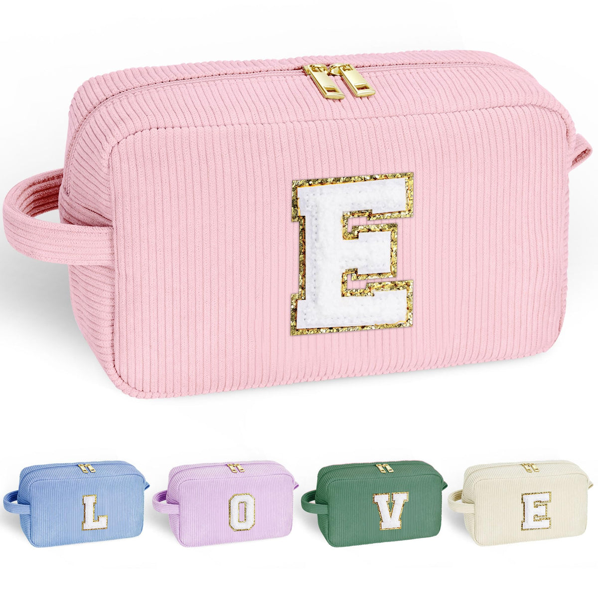 YOOLIFE bolsa maquillaje con inicial E, regalo personalizado para ella.