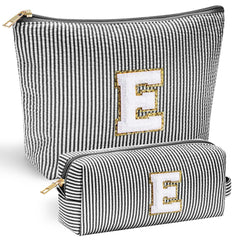 YOOLIFE bolso cosmetico inicial chenille rosa, organizado para el maquillaje diario