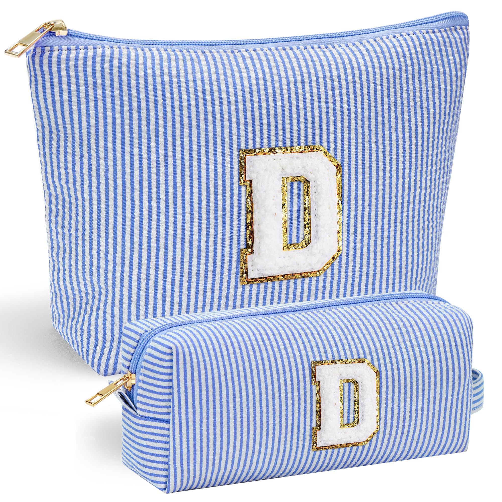 YOOLIFE bolso de maquillaje con inicial chenille en la frente, regalo personalizado elegante