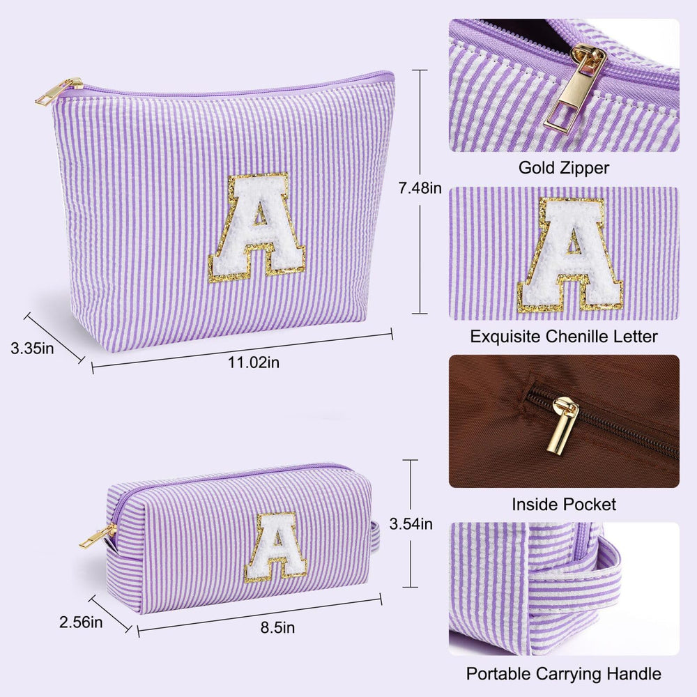 YOOLIFE bolso maquillaje inicial morado interior espacioso para accesorios diarios.