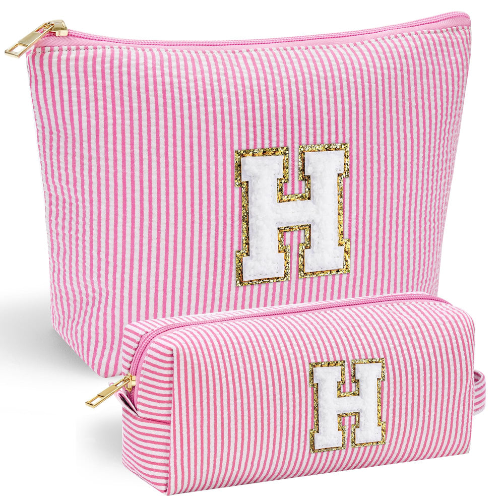 YOOLIFE bolso de maquillaje inicial rosa: compacto y perfecto para llevar en cualquier bolso.