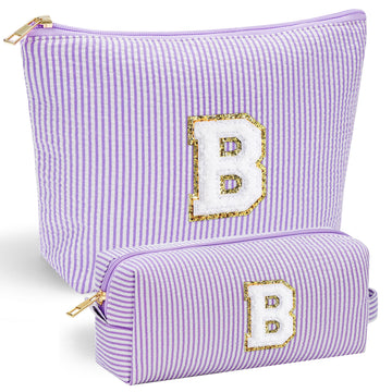 YOOLIFE bolso maquillaje morado con letra Chenille, regalo personalizado para amigas