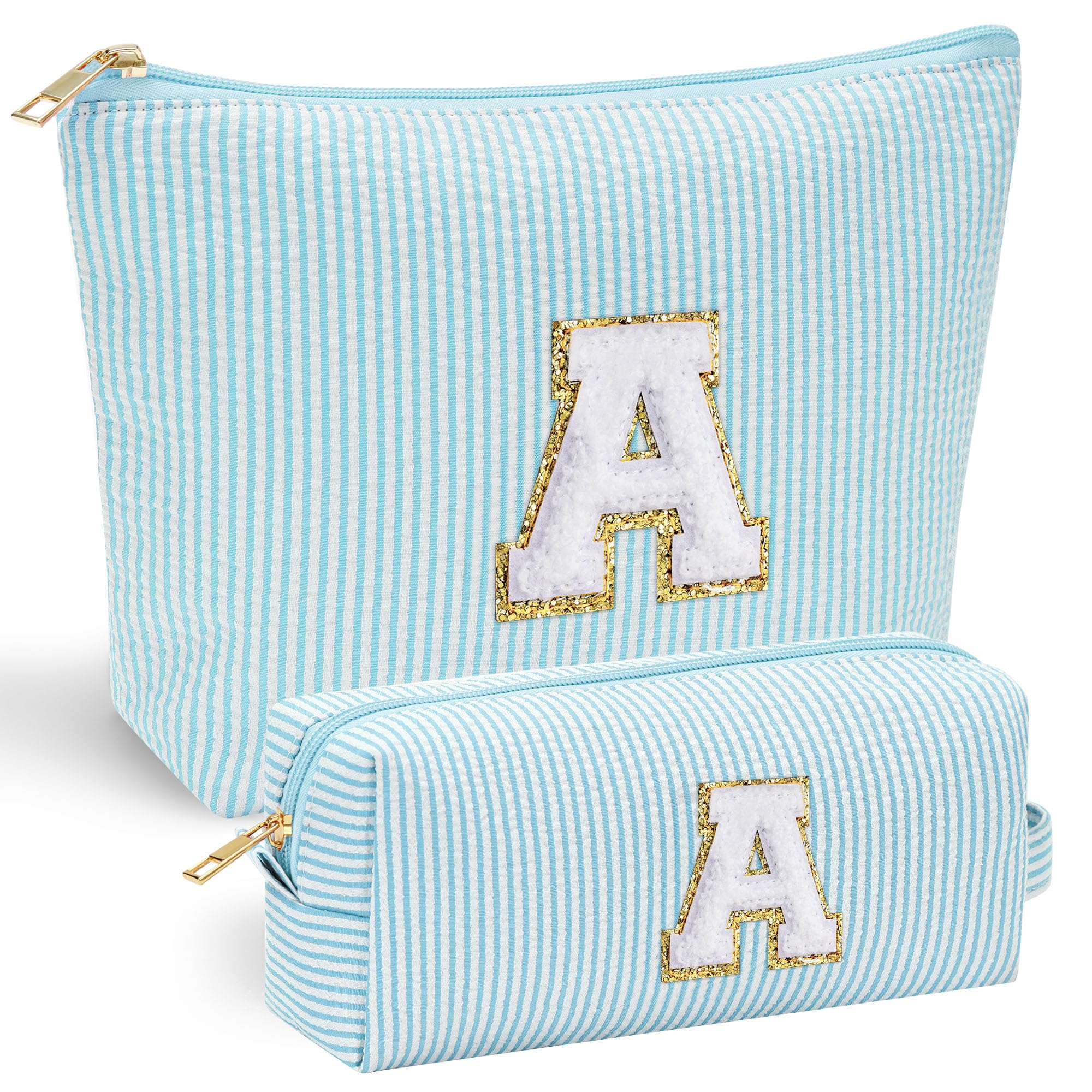 YOOLIFE bolso de maquillaje con inicial de chenille frontal, regalo personalizado.