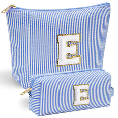 Bolso de maquillaje inicial YOOLIFE, frente con letra chenille para un toque personalizado.