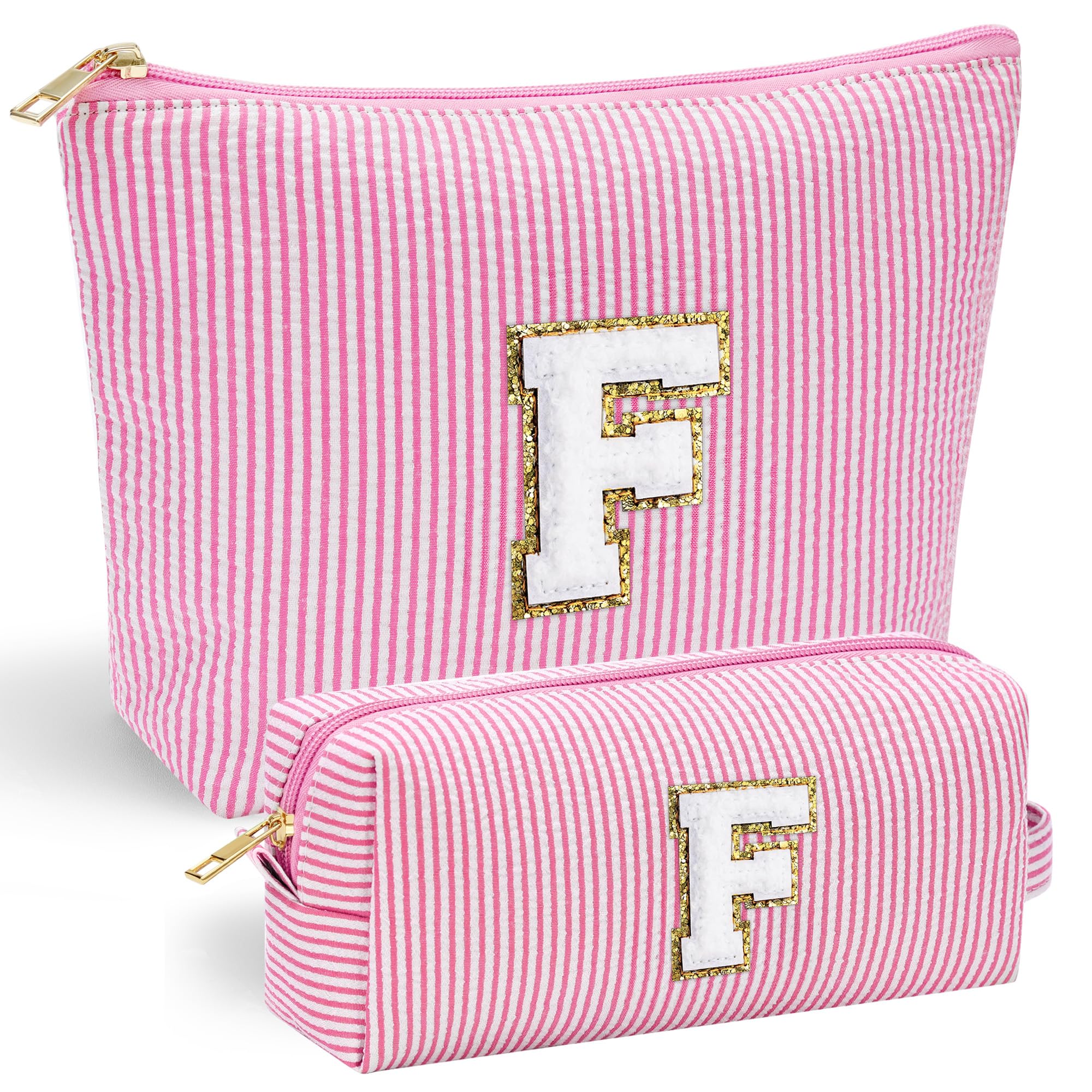 YOOLIFE neceser maquillaje inicial chenille frente, ideal para personalizar y organizar cosméticos