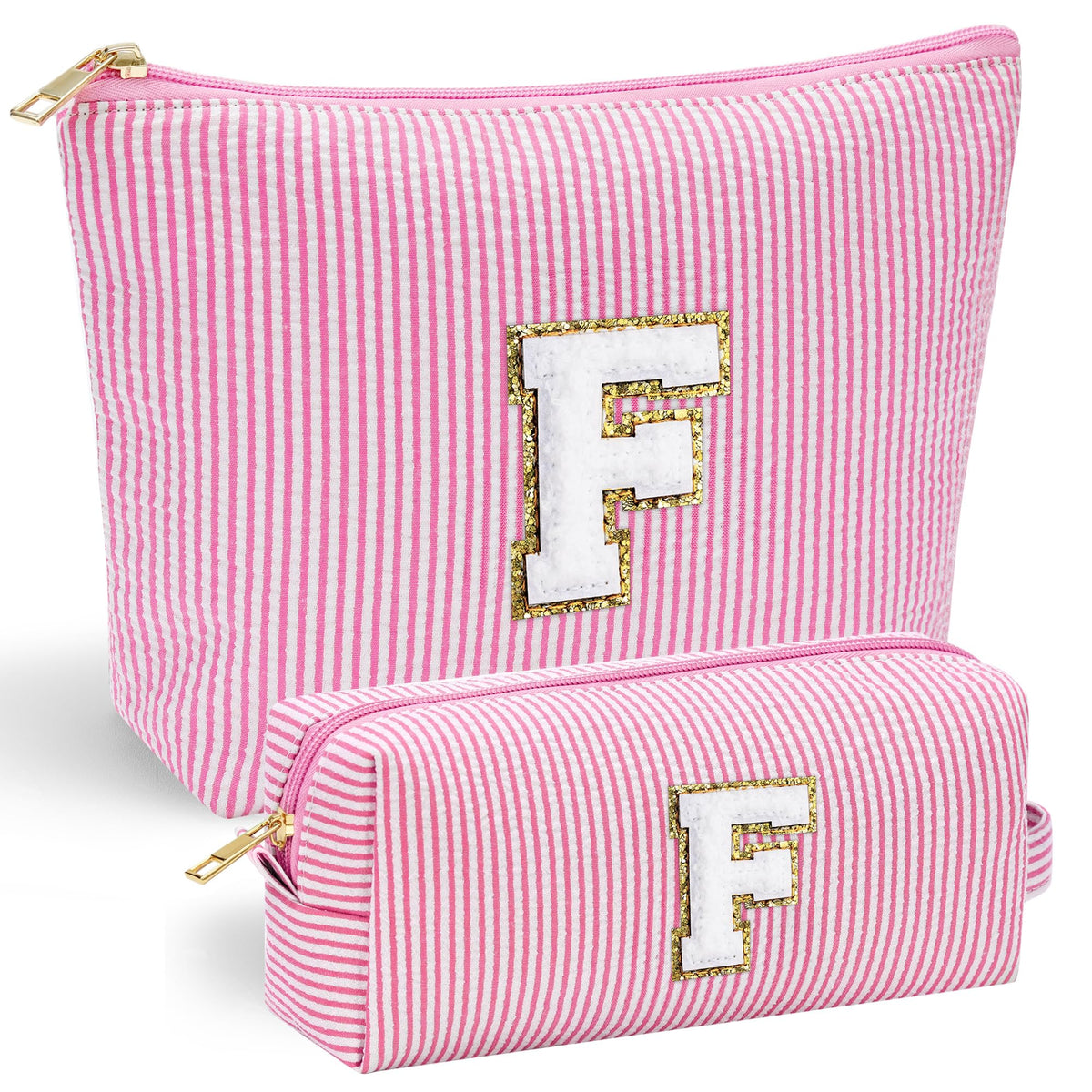 YOOLIFE neceser maquillaje inicial chenille frente, ideal para personalizar y organizar cosméticos