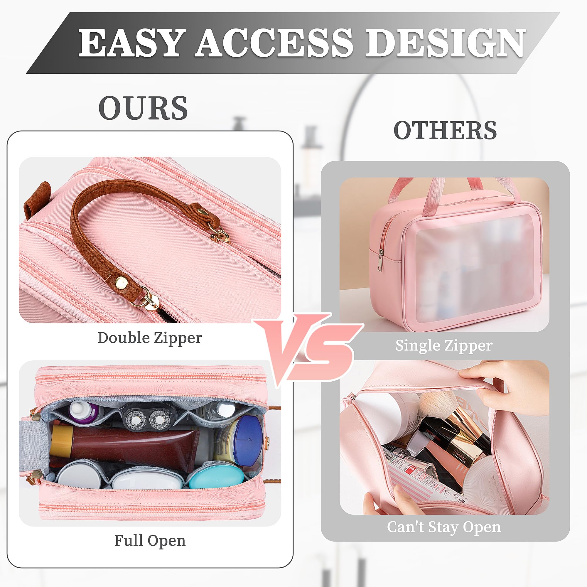 YOOLIFE neceser viaje, compartimentos para cepillos y productos de aseo.