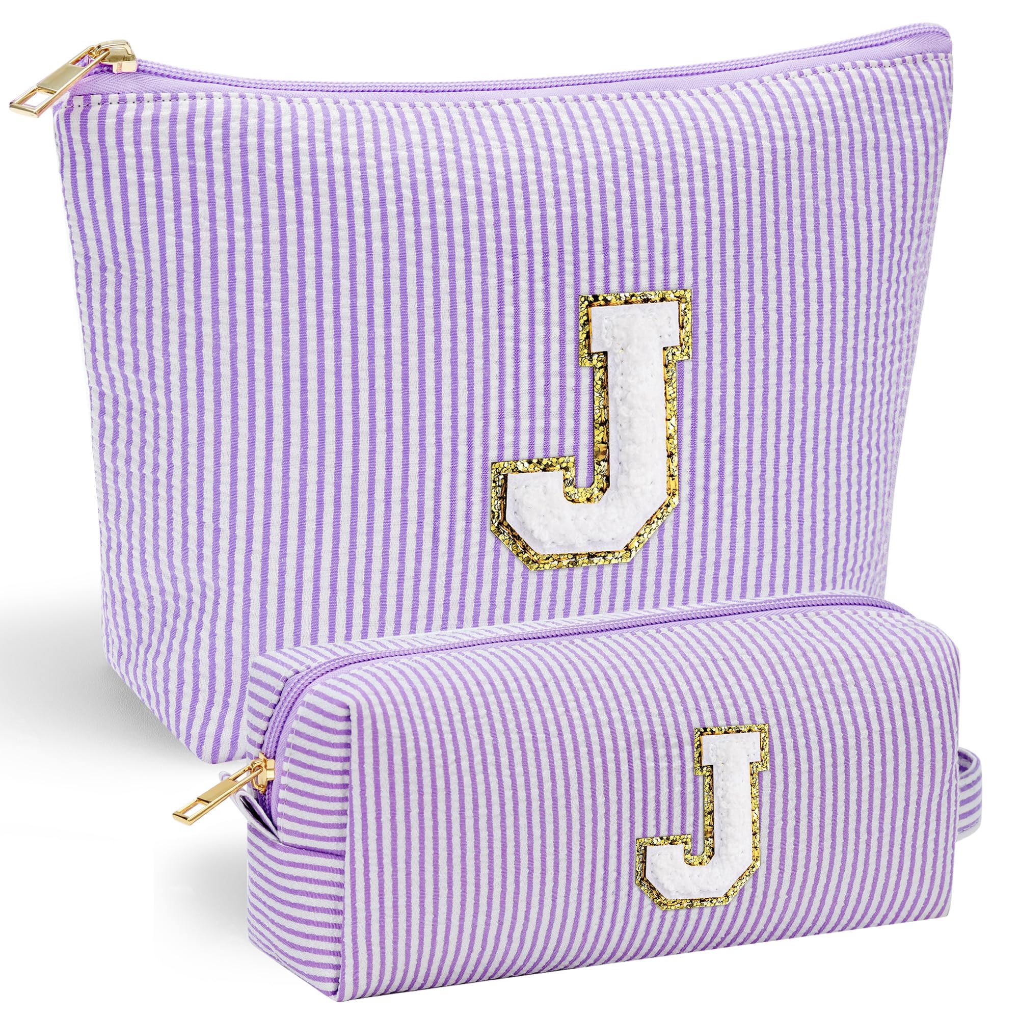 YOOLIFE Preppy bolsa de maquillaje monograma; ideal para regalos personalizados y organización diaria.