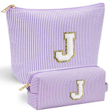 YOOLIFE Preppy bolsa de maquillaje monograma; ideal para regalos personalizados y organización diaria.