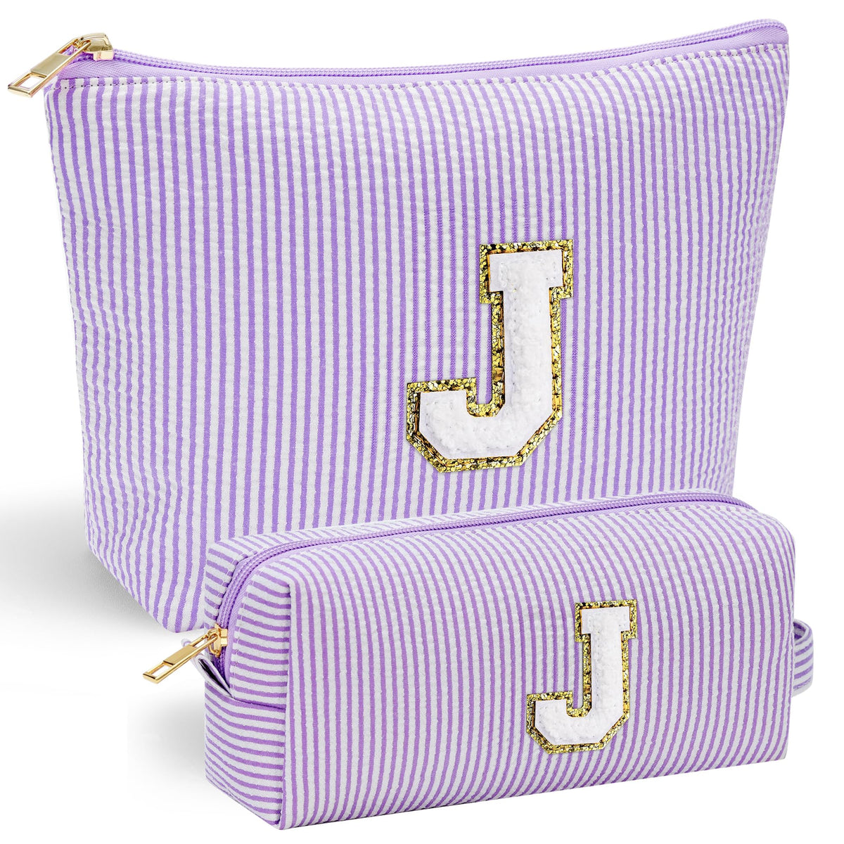 YOOLIFE Preppy bolsa de maquillaje monograma; ideal para regalos personalizados y organización diaria.