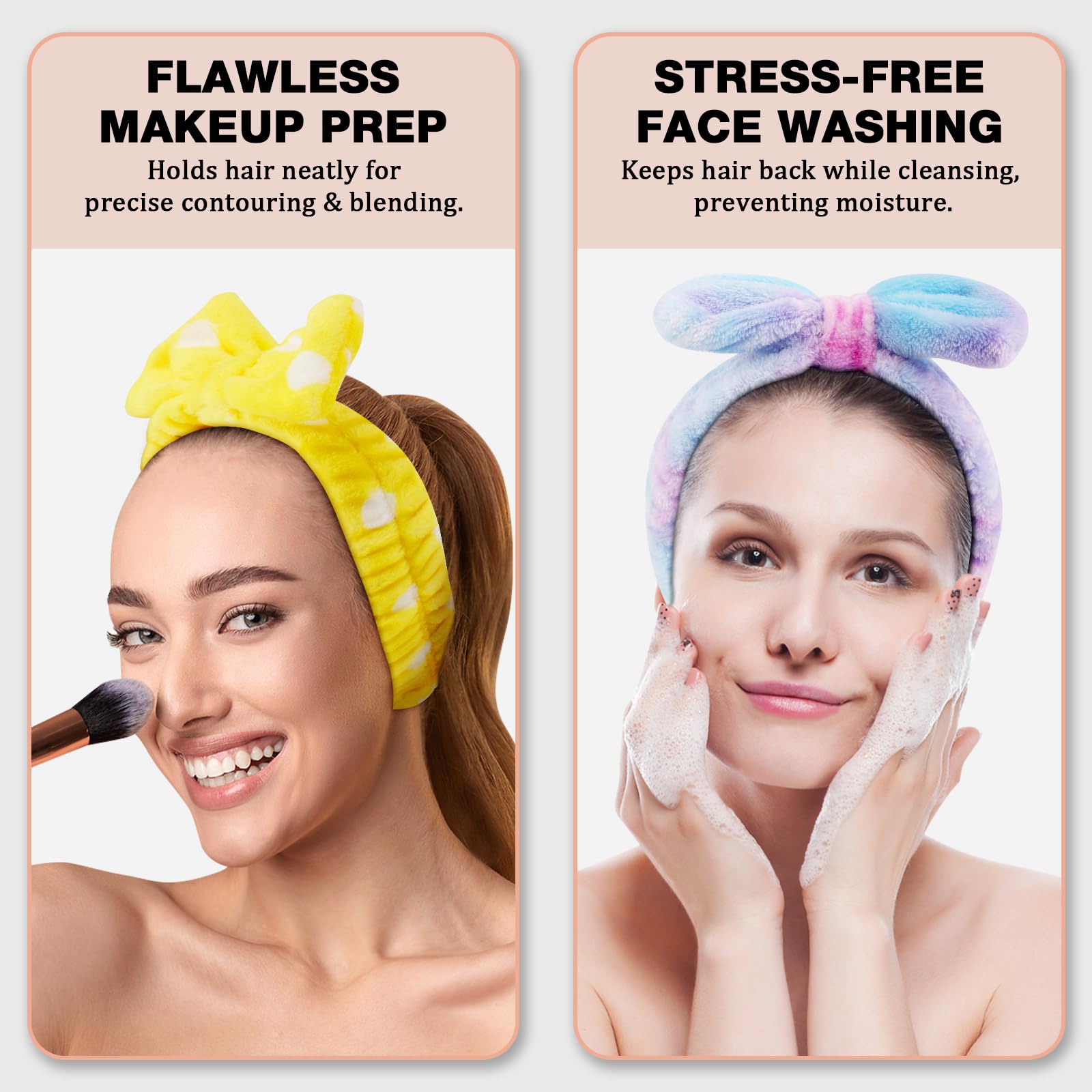 La diadema YOOVR spa en colores vivos para spa en casa y maquillaje diario.