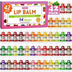 Bálsamo labial Yopela mini set de 42 unidades con 14 sabores.