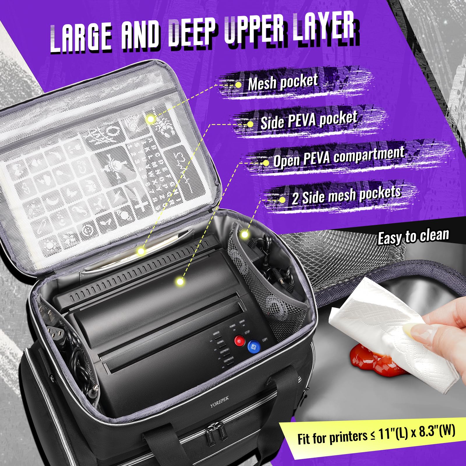 YOREPEK bolsas removibles con divisiones ajustables para tintas y agujas