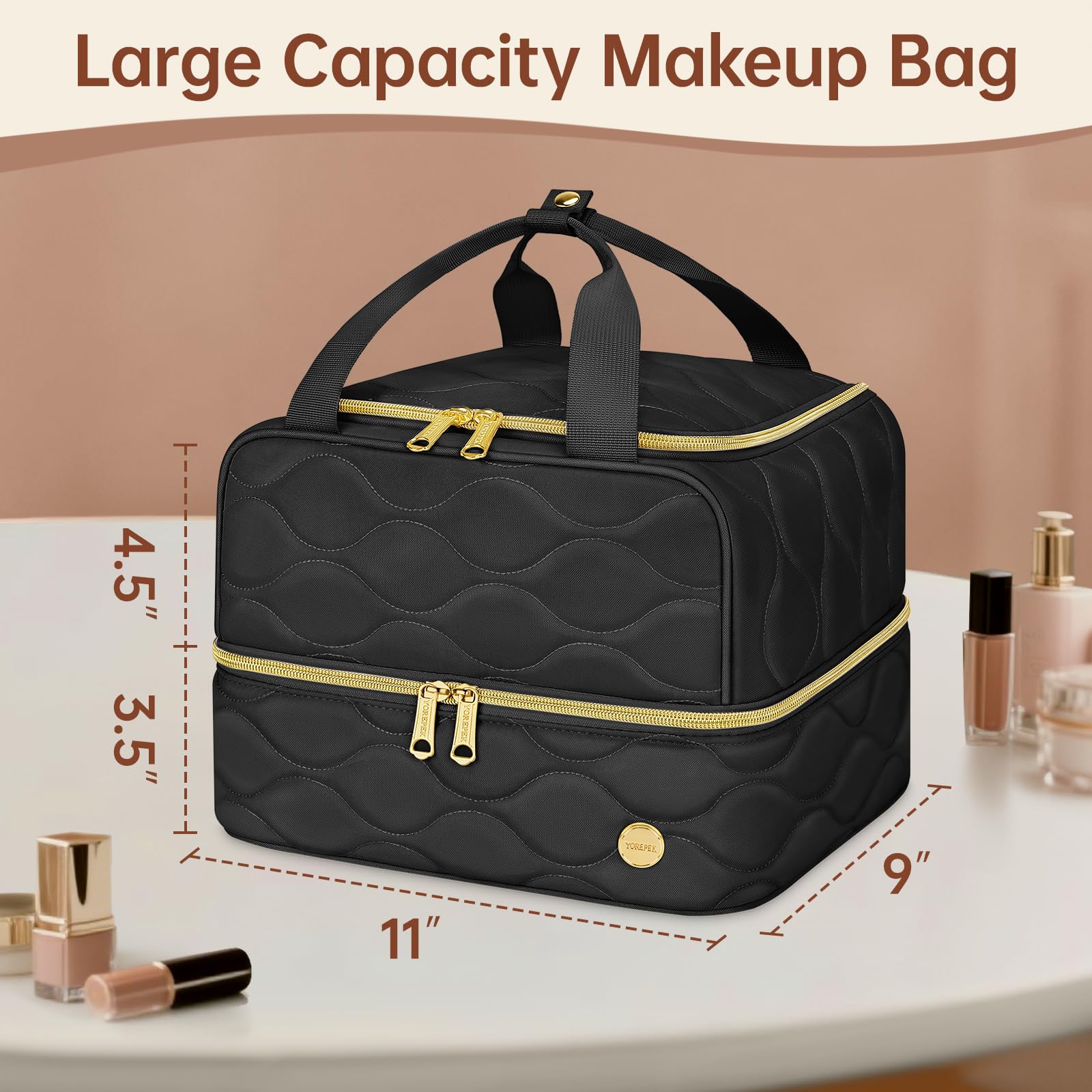 YOREPEK cosmetiquera con divisor ajustable superior para personalizar espacio