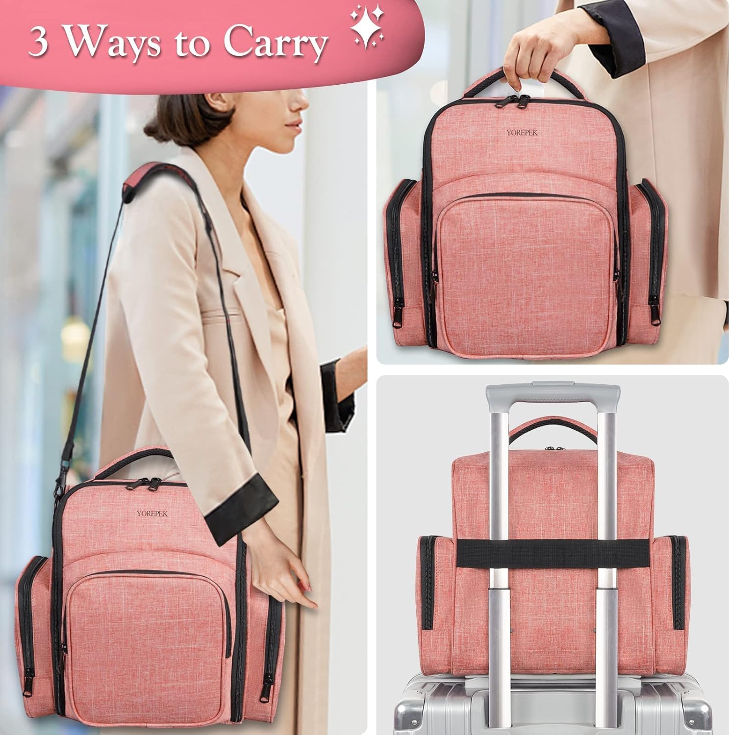 YOREPEK transporte cómodo a mano, ideal para salidas al salón.