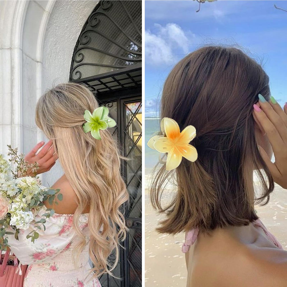 Clips flor hawaiana de YosaiHom en azul ideal para recogidos ligeros.