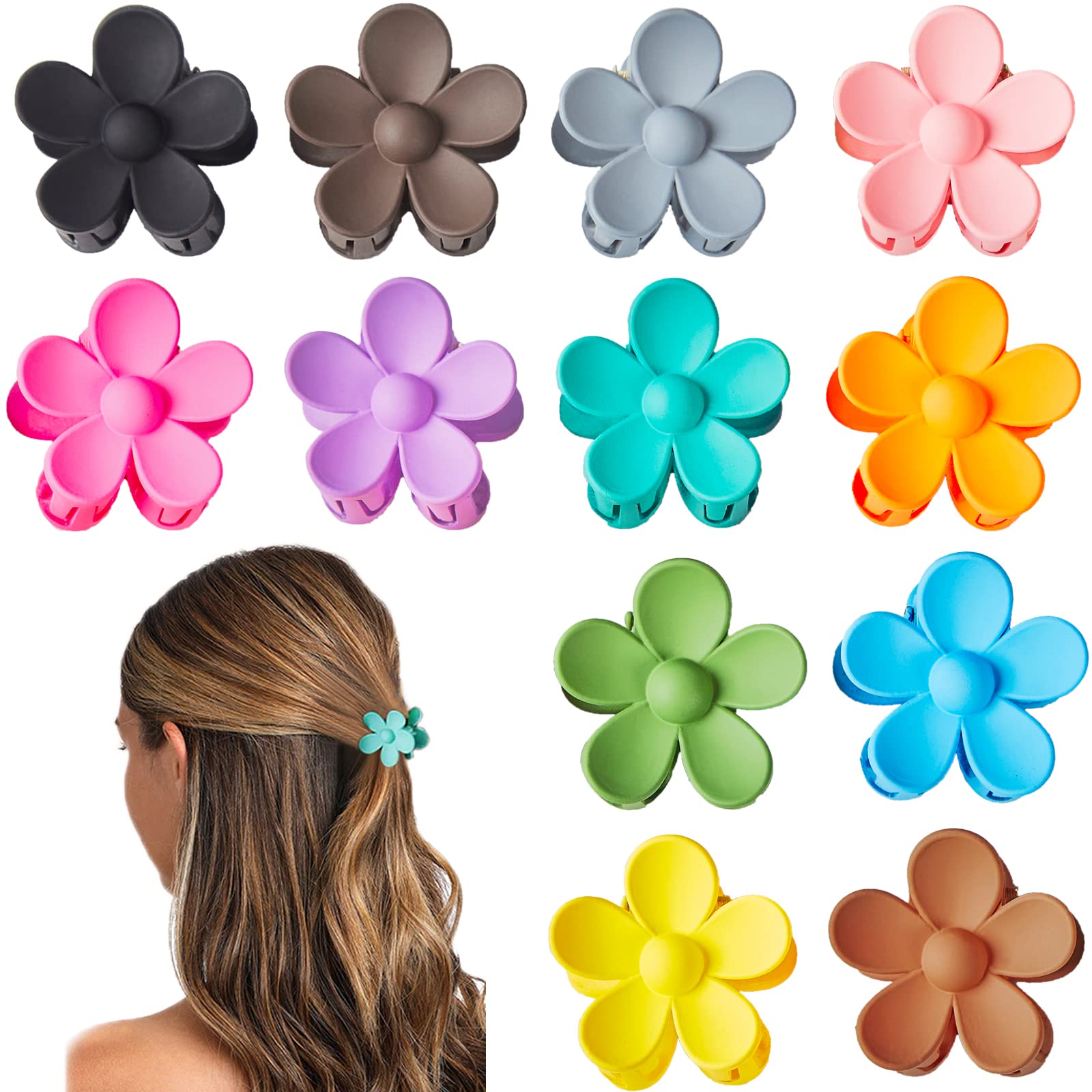 Pinzas florales de YosaiHom en paquete de 12 colores para peinados diarios