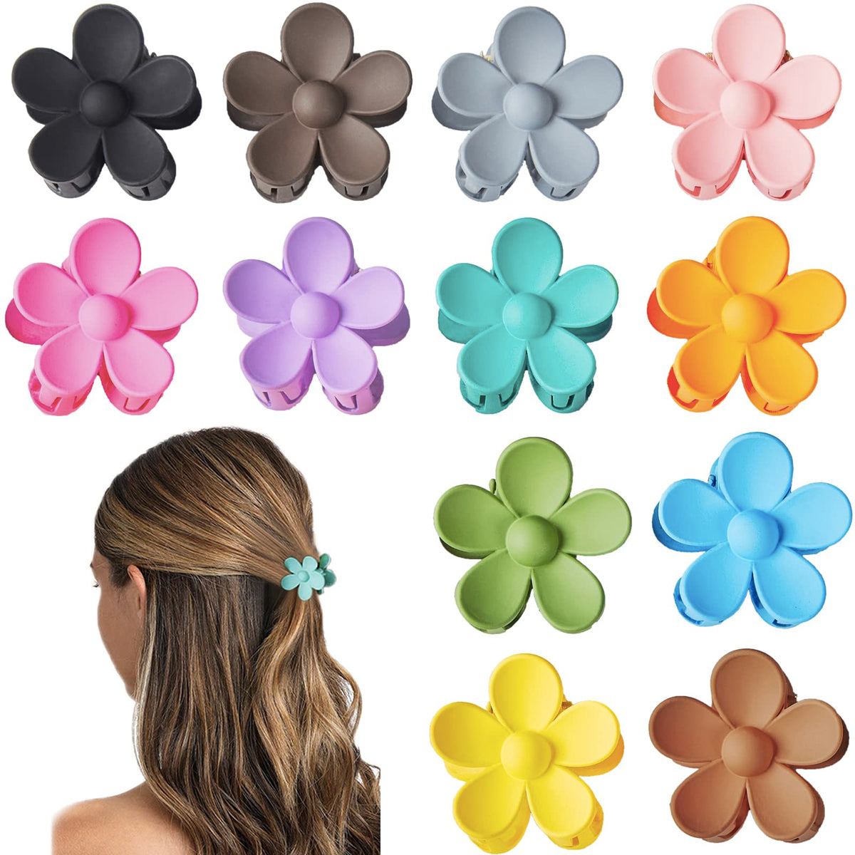 Pinzas florales de YosaiHom en paquete de 12 colores para peinados diarios