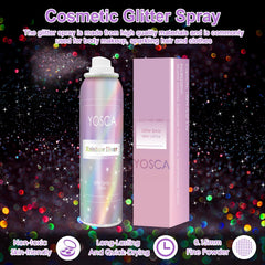 Yosca Brillo Cabello, purpurina holográfica para peinados deslumbrantes.