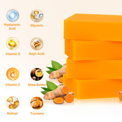 YOSEGOOTER: jabon curcuma barra que revela textura revitalizada y piel radiante.