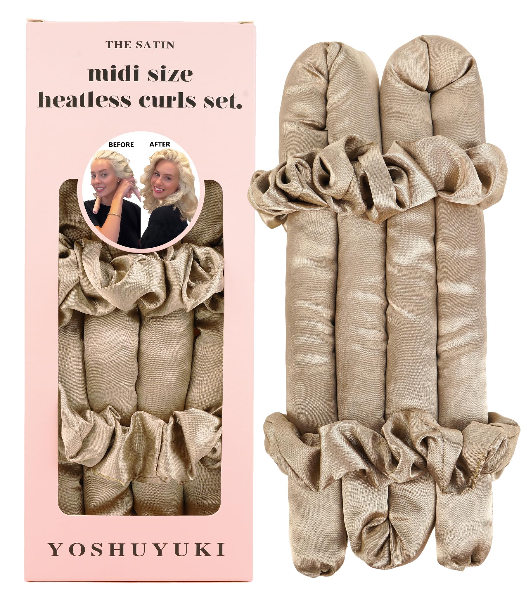 Rulos Midi sin calor de YOSHUYUKI para dormir, aportando volumen sin dañar el cabello.