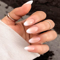 YOSOMK uñas postizas media, efecto suave en rosa-blanco