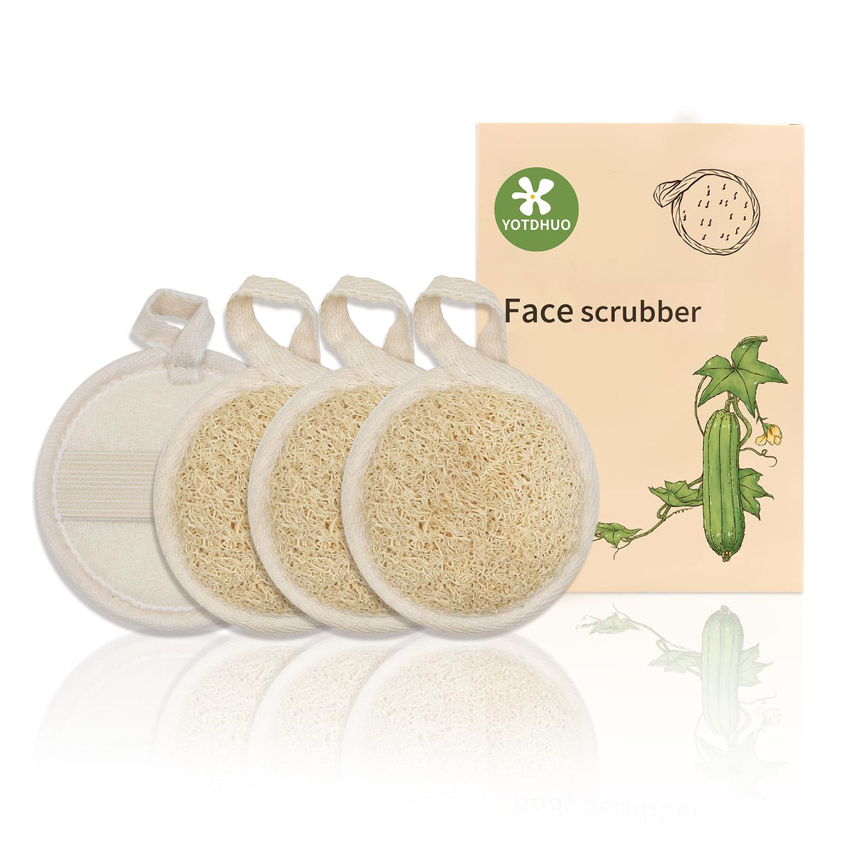 La lufa natural de YOTDHUO en caja de 4 unidades para exfoliación facial suave
