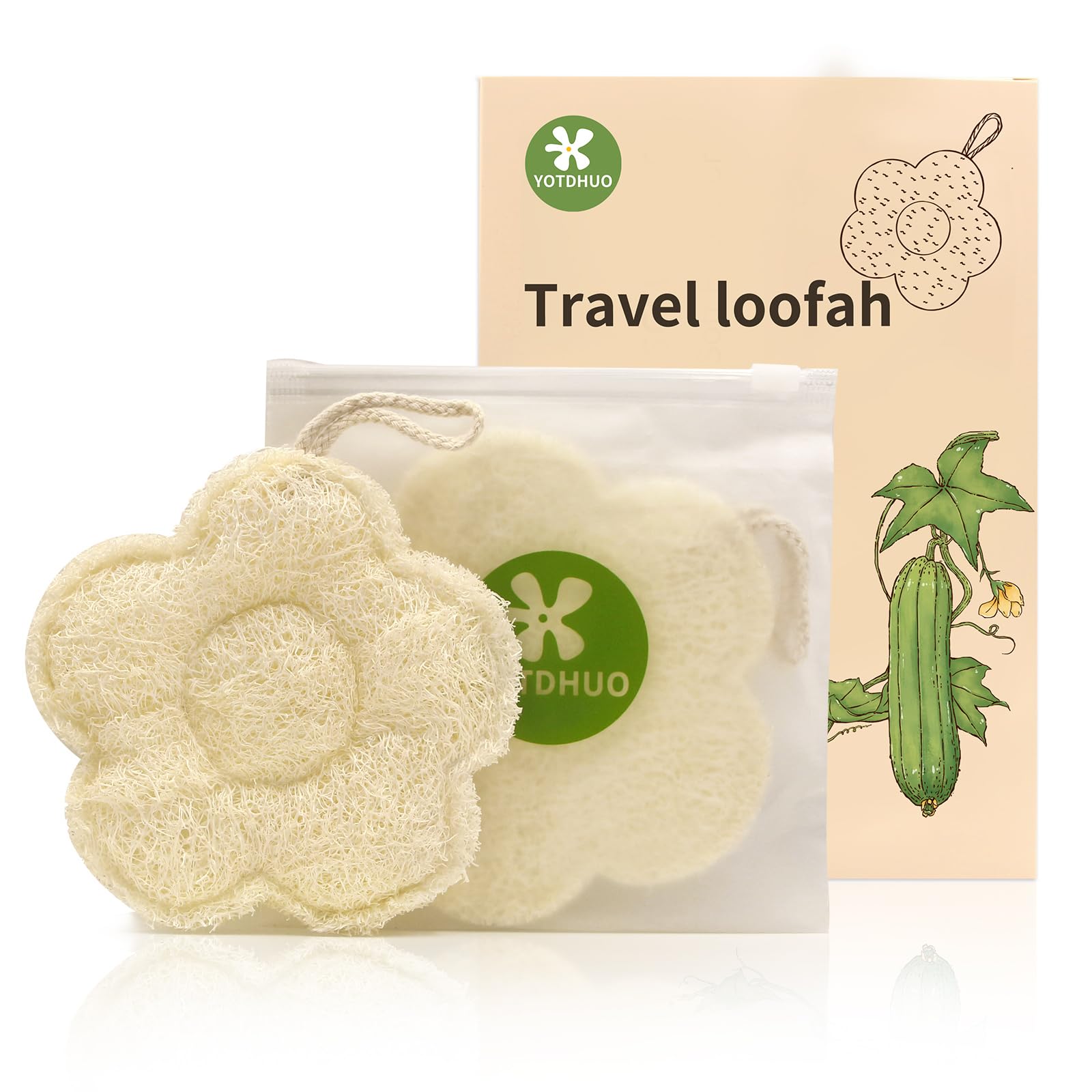 Lufa de viaje YOTDHUO con diseño en flor para exfoliar suavemente.