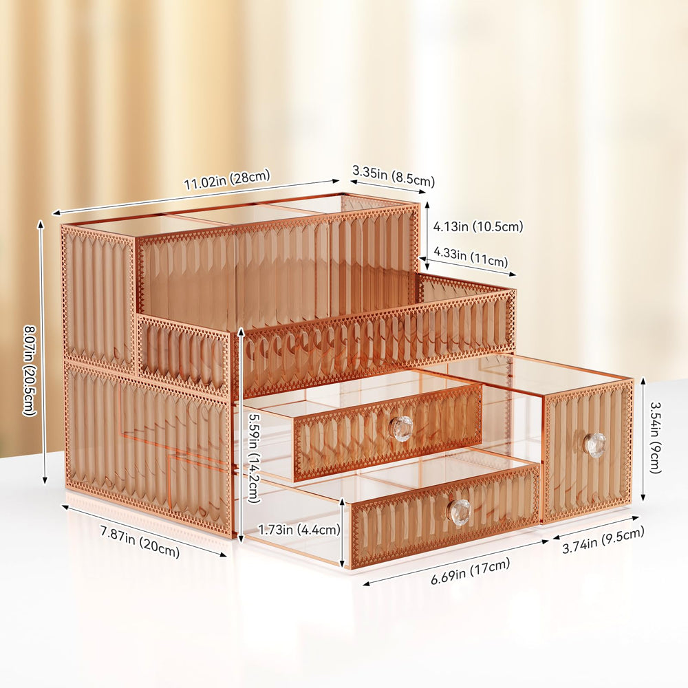 Youdepot Ensemble bureau-bain en verre trempé doré pour surface ordonnée.