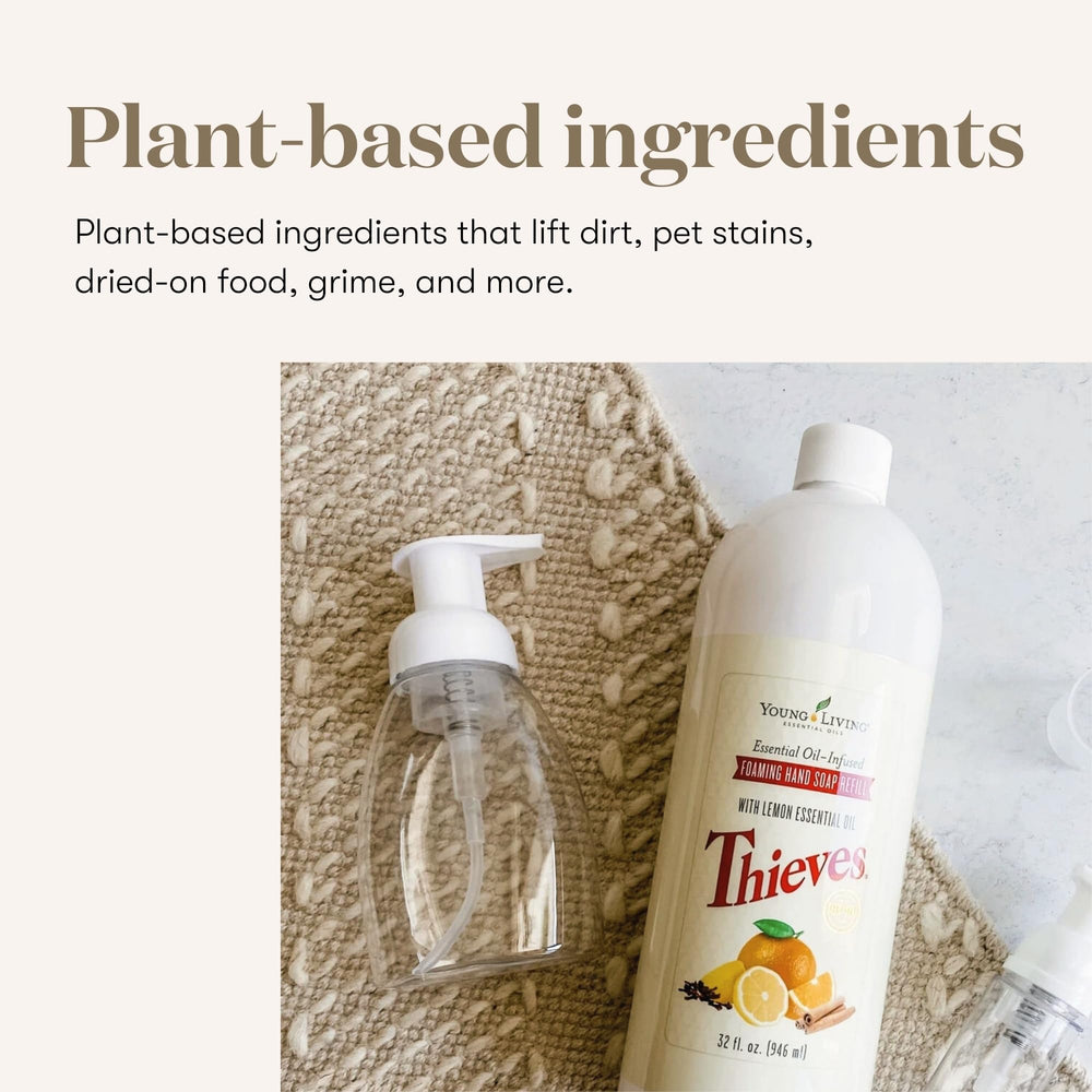 Etiqueta frontal clara de Young Living Thieves, confianza de marca.