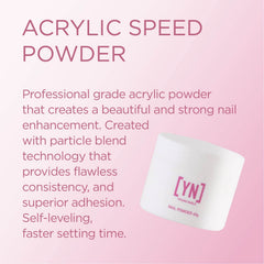 Young Nails envase de 45 g con polvo acrílico transparente para resultados consistentes.