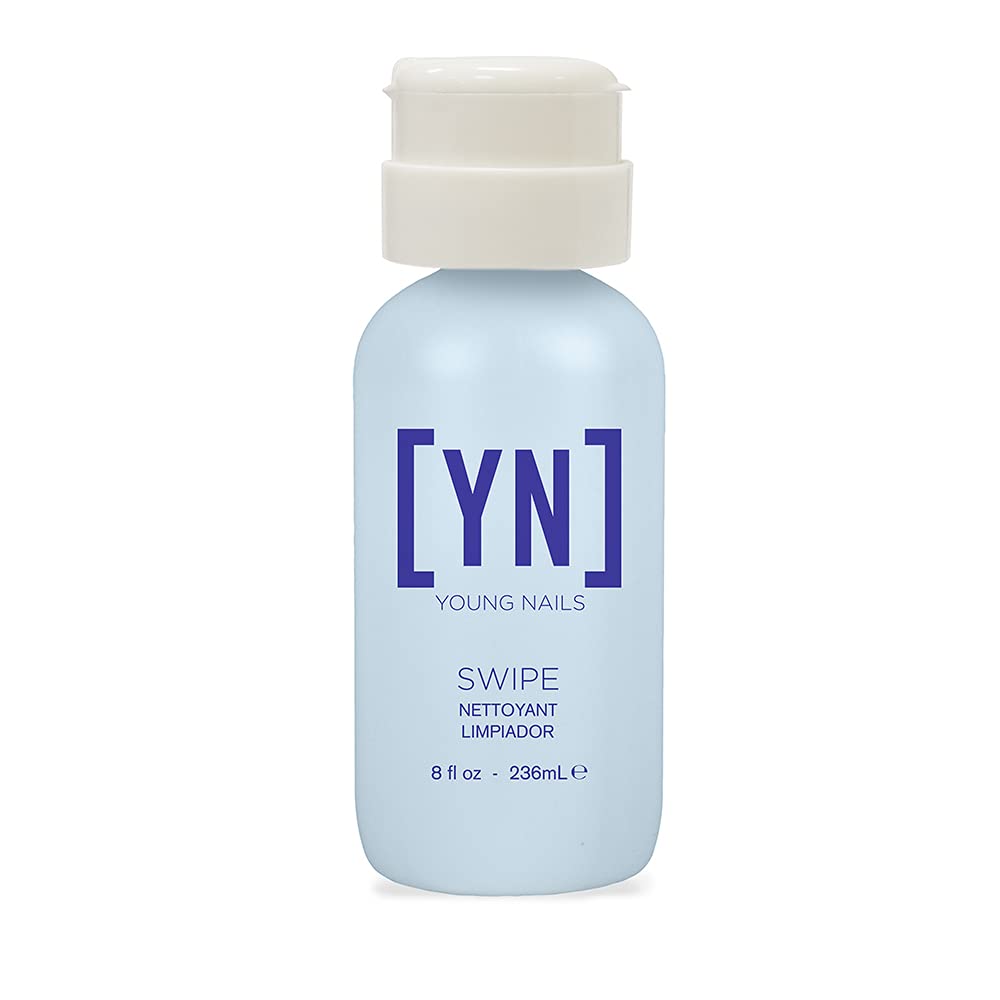Young Nails Nail Swipe: botella de 8 oz, deshidratante y limpiador para preparar uñas con gel o acrílico.