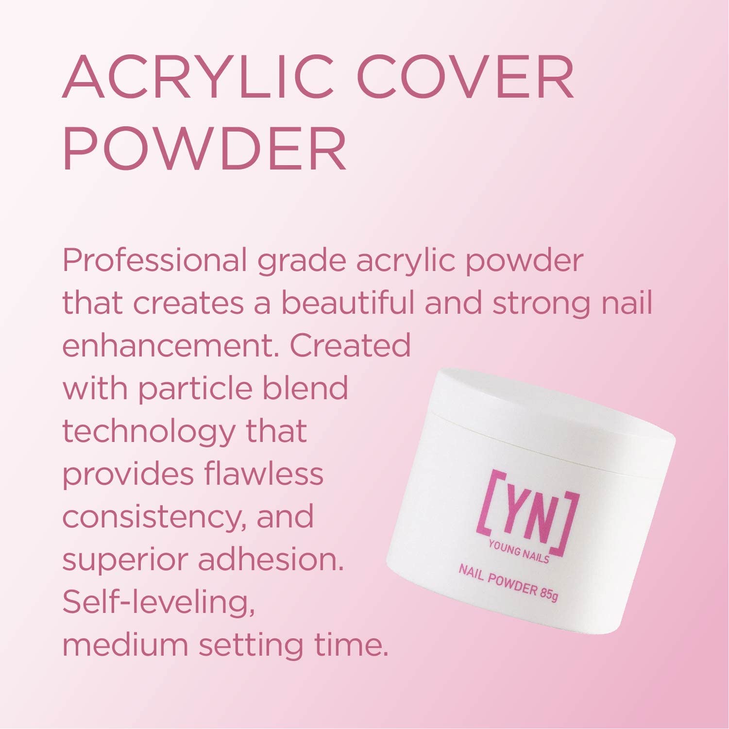 Polvo acrílico autonivelante Rosebud de Young Nails para aplicación uniforme