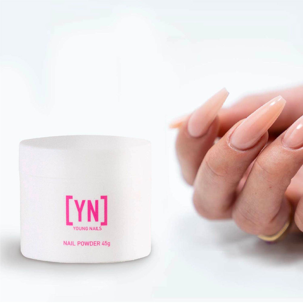 Envase de polvo acrílico blanco de Young Nails para efectos de diseño
