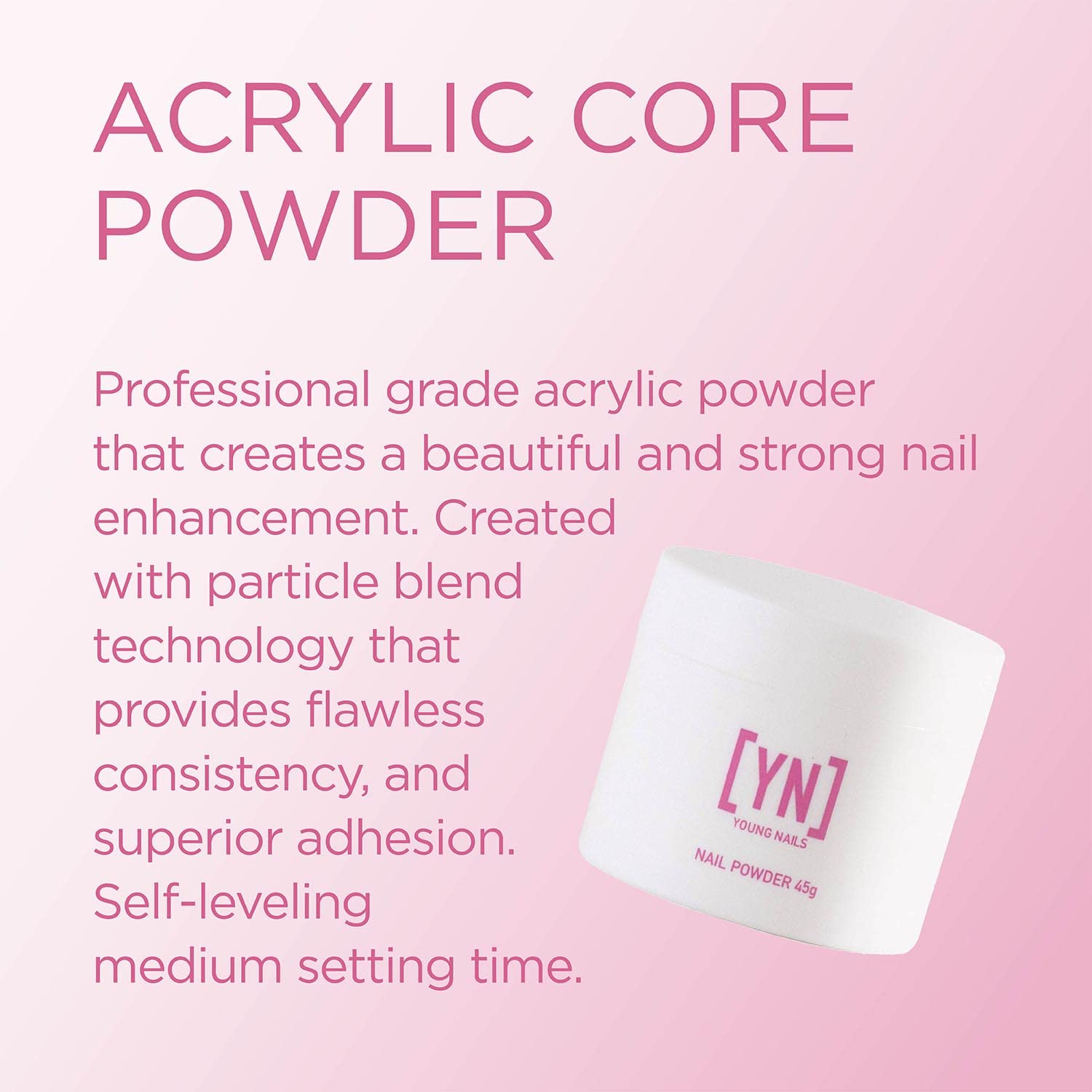 Young Nails Core tono desnudo, adherencia superior para extensiones duraderas.