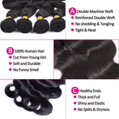 Youngirl cabello humano, onda corporal 20 pulgadas, peinados versátiles y naturales