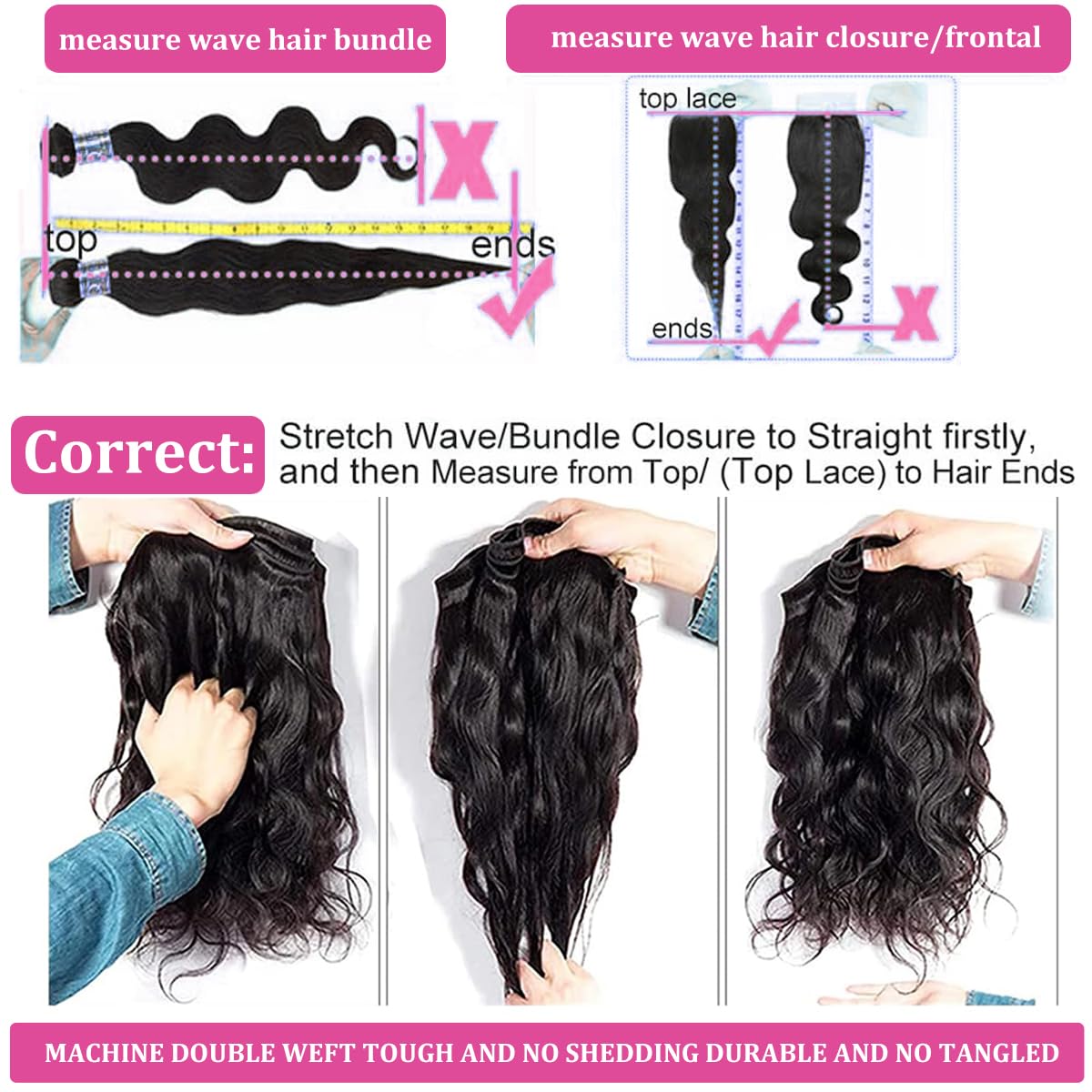 Youngirl conjunto de mechas para densidad ajustable con onda corporal