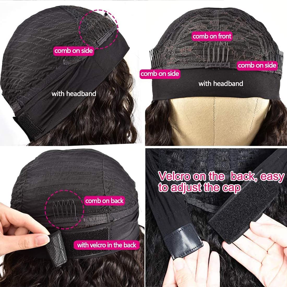Youngirl peluca diadema, talla mediana con correas y ganchos ajustables.