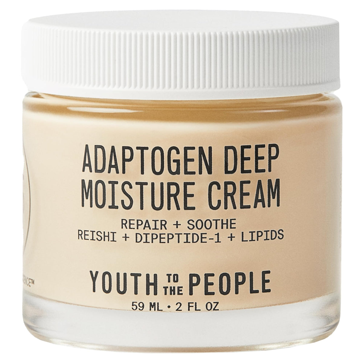 Youth To The People Adaptogen crema reparadora, bote de 60 ml, hidratación duradera.