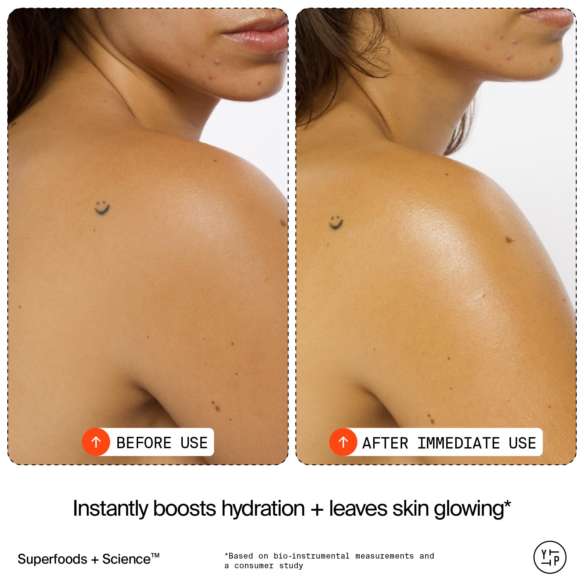 Youth To The People Dream Body Butter tono uniforme tras uso.