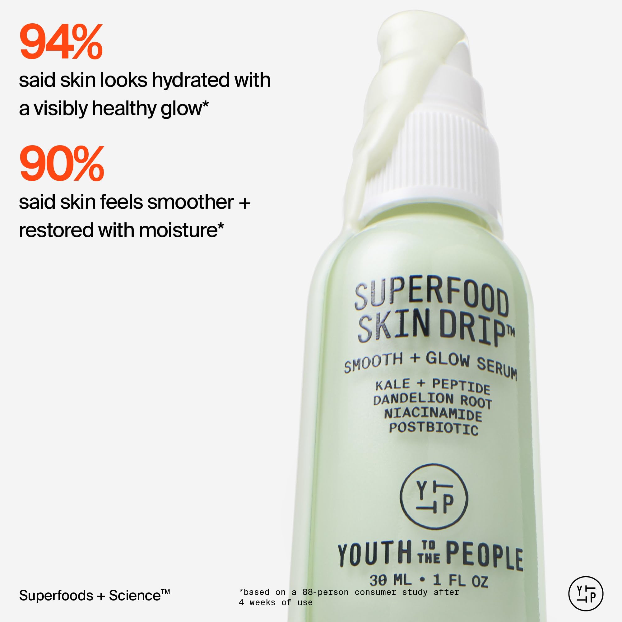Youth To The People Skin Drip: enfoque en 5% Niacinamida para tono uniforme.