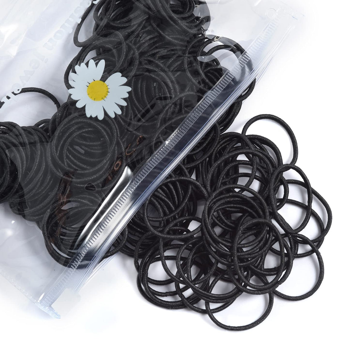 Gomas elásticas Youxuan negras en paquete de 100 para peinados rápidos.