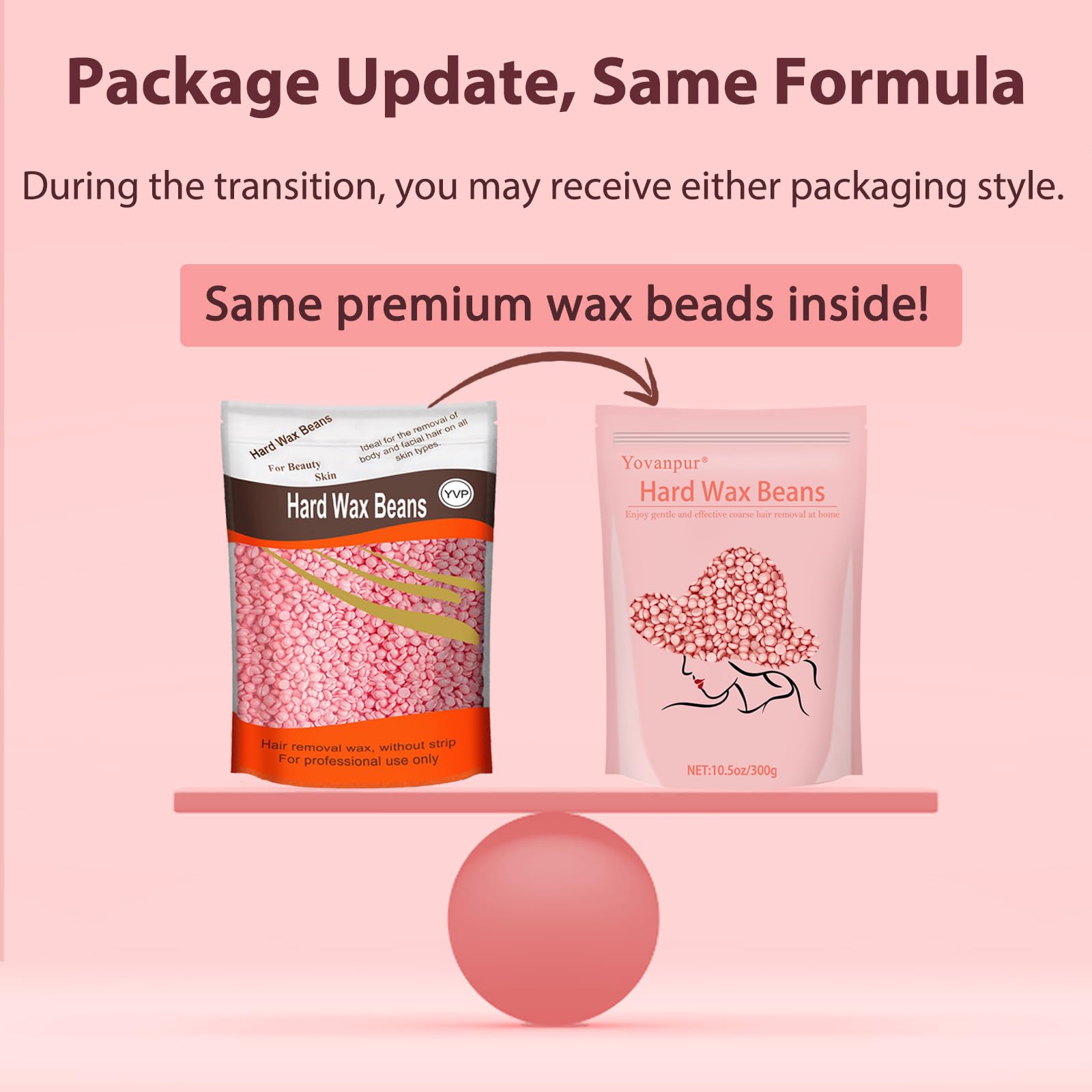 Yovanpur bolsa de ceras rosa de 10,5 oz para depilación en casa