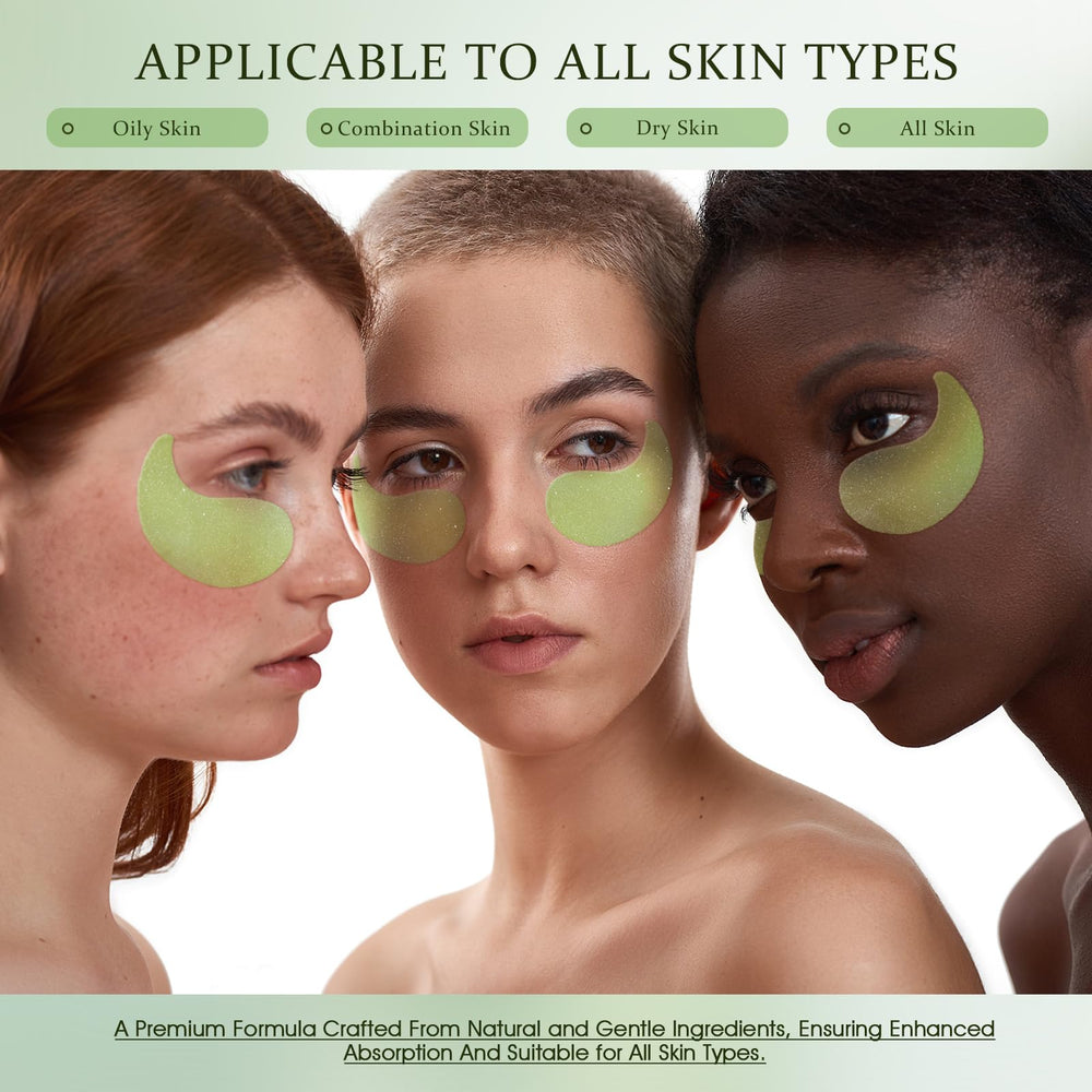 YOYORY eye patches on face close-up shows soothing, skin-friendly formula