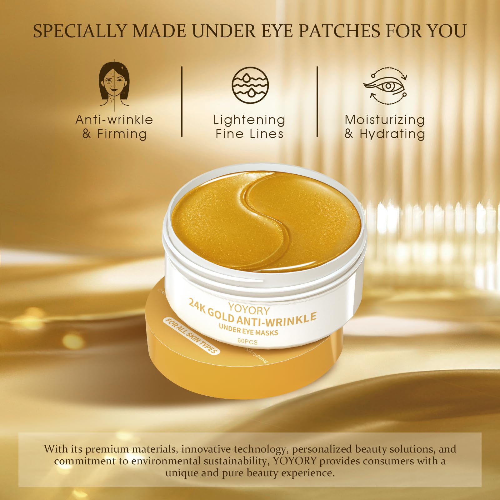 Parche YOYORY de ojos cafeína y colágeno para revitalizar la mirada.