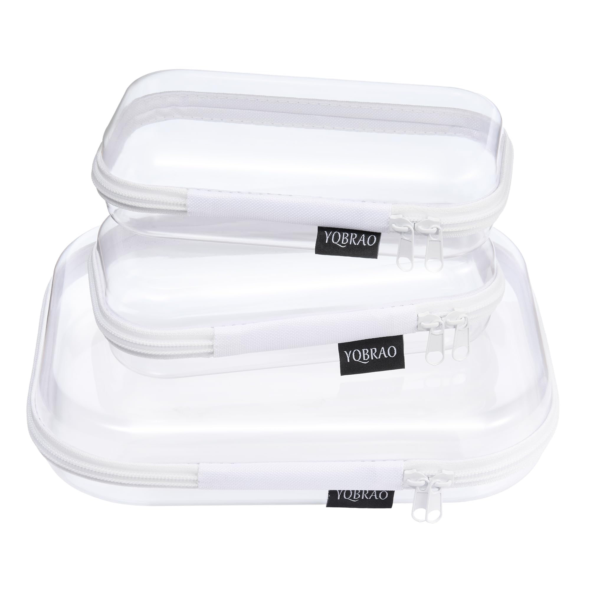 YQBRAO caja dura transparente con cremallera para cosméticos, acceso rápido y orden visual.