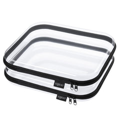 YQBRAO caja dura transparente, vista frontal, ideal para organizar cosméticos y suministros.
